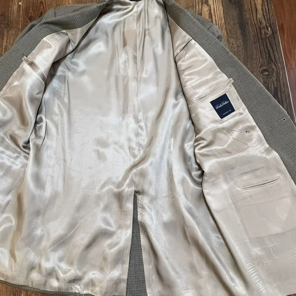 Brooks Brothers Mini Houndstooth Blazer Sport Coat Wool Cashmere Men's 43 Long - Picture 7 of 15